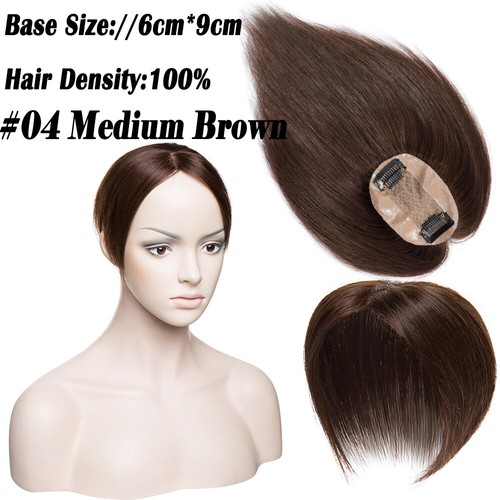 Natural Hairline Short Topper Hairpiece Clip In Remy Human Hair Extensions Q796 - Picture 15 of 41