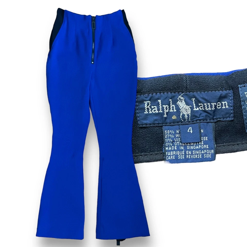 Pantalones de esquí vintage Ralph Lauren Polo 2000 para mujer talla 4 azul tiro alto acampanado Y2K