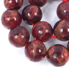 10mm Ruby in Quartz with Pyrite / Brown Vein Round Beads 20 