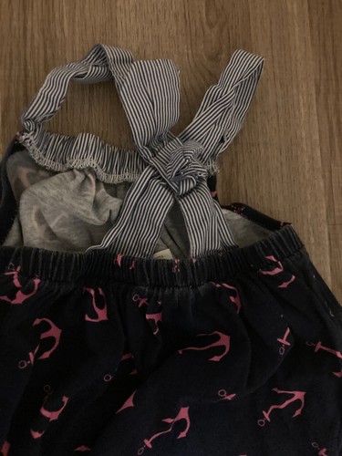 CrewCuts Factory Sun Dress XXS Xtra Xtra Small Navy Blue with Pink Anchor Print - Picture 3 of 3