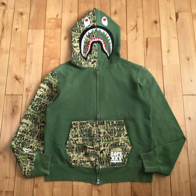 BAPE XXV CITIES CAMO Shark full zip hoodie Green A Bathing Ape