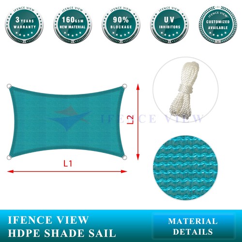 Ifenceview Turquoise/Green 14'x14'-14'x48' Rectangle Sun Shade Sail Patio Awning - Picture 59 of 181