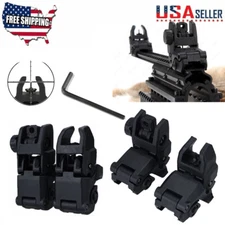 Tactical Folding Back Up Iron Sight Flip Up Sights Front & Rear Picatinny Rail