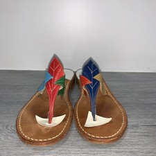 Jack Rogers Size 7 Exclusive Limited Edition Leaves Thong Sandals Flip Flops USA