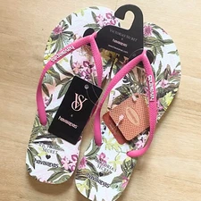 Havaianas x Victoria's Secret Slim Flip-Flop Pink Tropical Floral Size 9/10