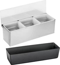 | Multi-Compartment Restaurant-Grade Condiment Dispensers (Silver, 3 Compartment