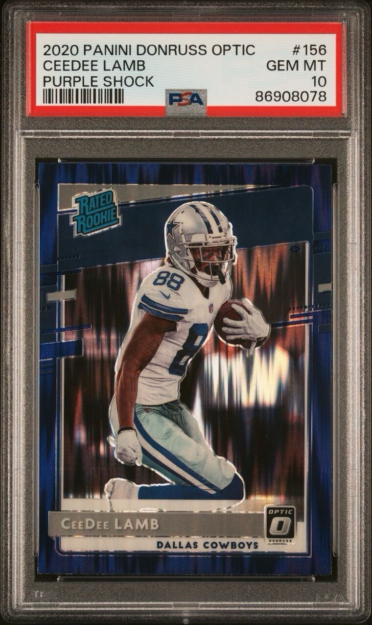 2020 Panini Donruss Optic Rated Rookie Purple Shock CeeDee Lamb RC PSA 10 GEM MT