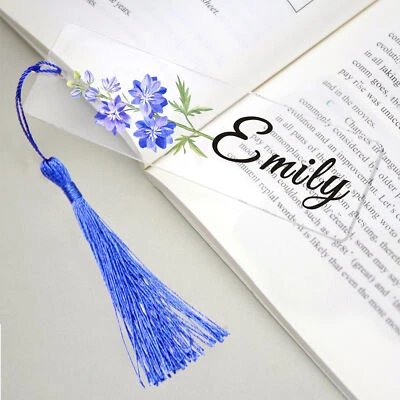 HOWSON LONDON Personalised Acrylic Bookmark with Birth Month Flower Page Marker Reader Gift