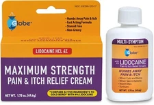 Globe Lidocaine 4% Multi-Symptom Relief Cream 1.75 oz  (Compare to Gold Bond))
