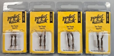 4pks-Perfect Hatch Dry Fly  PHFLY1120-10P Tom Thumb 4 x 2 Pack