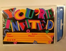 Birthday wishes Party Invitations 8 cards & envelopes by Amscan inc. No. 49198