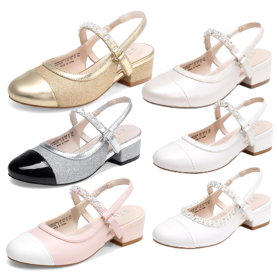 #ad #ad Girls Slingback Pump Shoes Ankle Strap Round Toe Princess Wedding Party Pumps $24.79