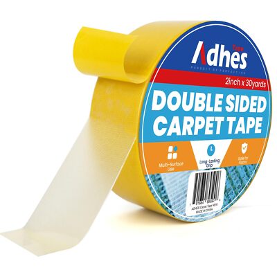 ADHES DOUBLE SIDED CARPET TAPE FOR AREA RUGS   2 INCH X 30 YARDS HEAVY DUTY ADHE