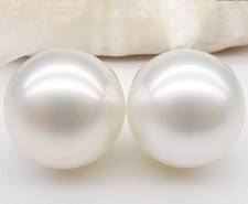Pair of 10-11mm South Sea Genuine White Round Loose Pearl Undrilled Jewelry 118