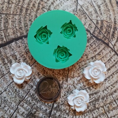3D Silikonform Mold Mould Rose 3 blättrig / Seifenform Kerzenform Basteln DIY