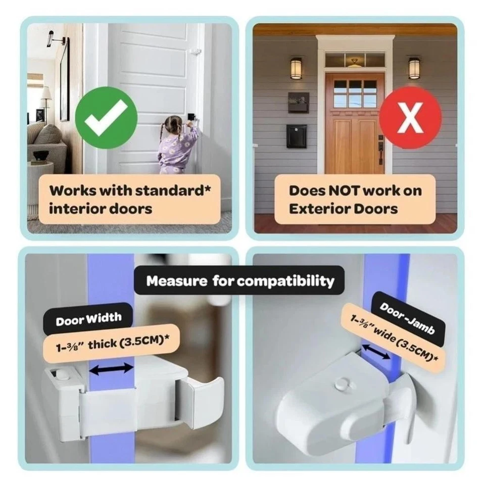 Child Proof Door Lock Snap-On Safety Lever Handle Lock No Drilling Needed AU - image 4 of 4