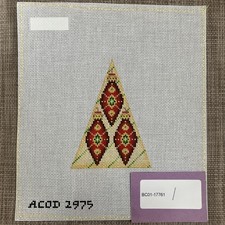 Handpainted Needlepoint Canvas  Three Red Xmas Bulbs  Read Description 