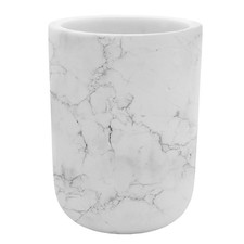 Elegant Marble White Toothbrush Holder Durable Resin Bathroom Organizer Cup
