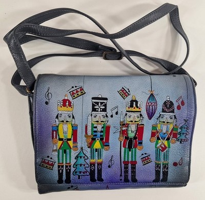 Anna by Anuschka Hand Painted Genuine Leather Crossbody Nutcracker Party
