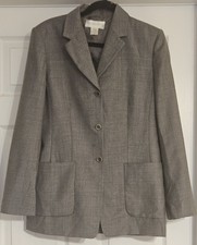 CASUAL CORNER Vintage 100 Wool Gray Lined Blazer Sz 10 Pre-Owned Good SEE PICS