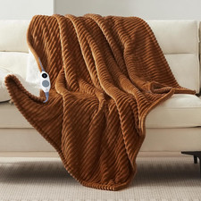 Heated Throw Blanket, Soft Flannel Sherpa Electric Throw with 6 Heating Levels 