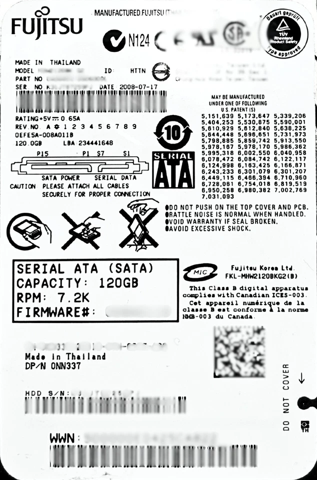 Dell 0NN337 120GB 7.2K SATA 2.5 3G Fujitsu - Image 2 of 4