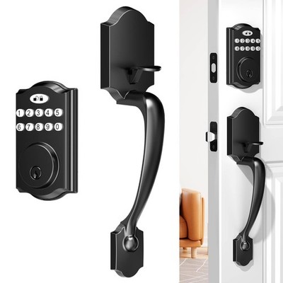 Keyless Entry Door Lock with Handle, Aluminum Electronic Keypad Deadbolt Smar...