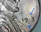 1943 S LINCOLN WHEAT STEEL CENT  GHOST 4  WEAK MISSING 4 Struck Thru Grease