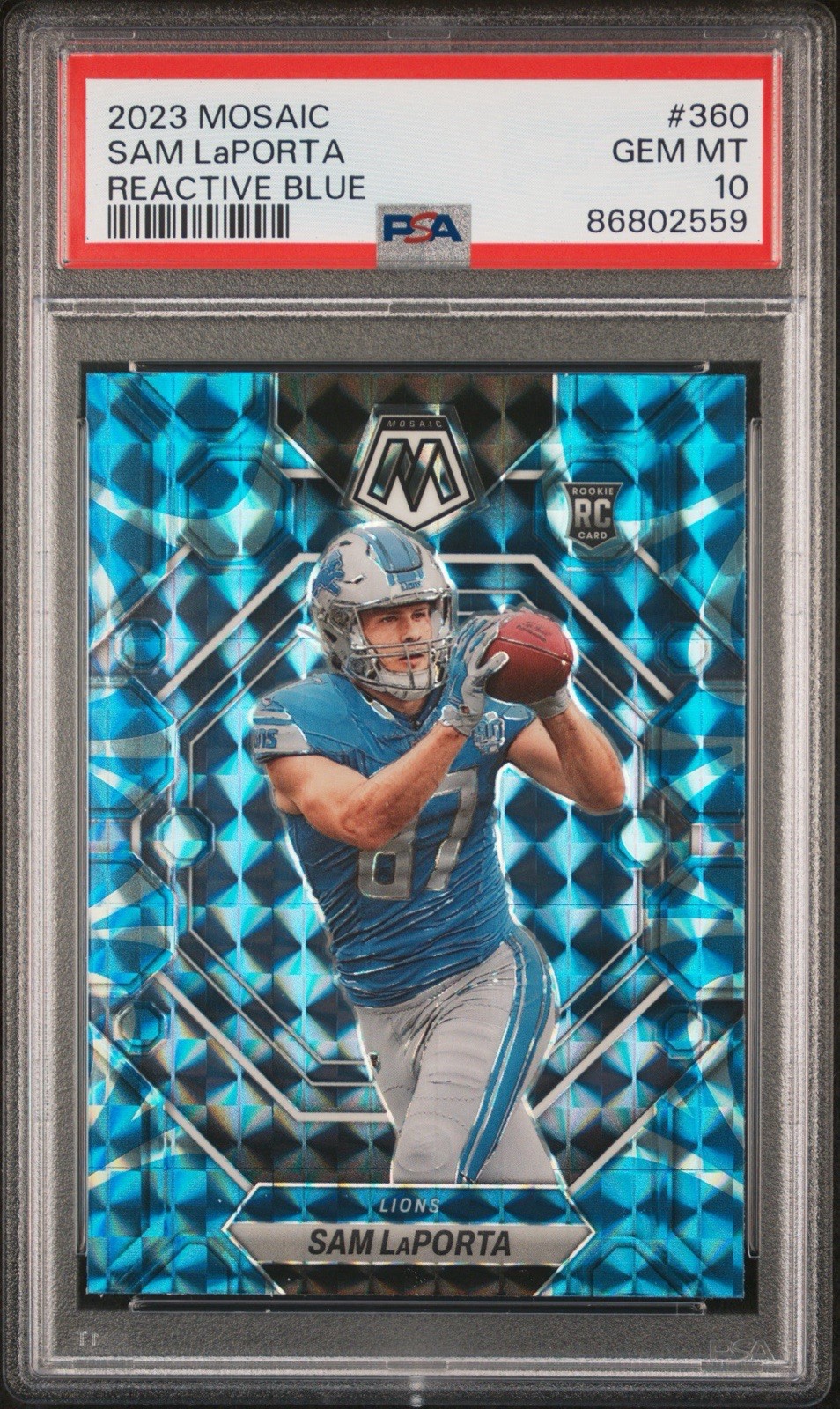 2023 Panini Mosaic - Rookies Sam LaPorta #360 Reactive Blue Mosaic Prizm (RC)