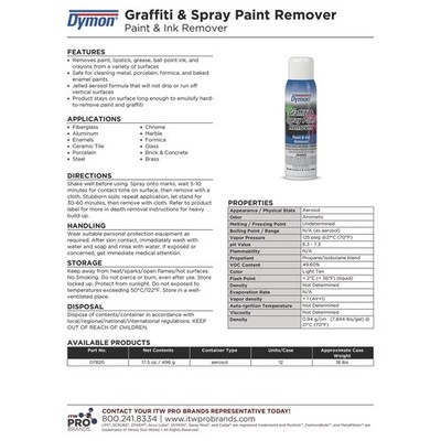 Dymon  Graffiti/Paint Remover, Jelled Formula, 17.5oz Aerosol