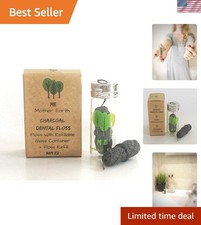 Biodegradable Bamboo Charcoal Dental Floss with Refillable Glass Container  ...