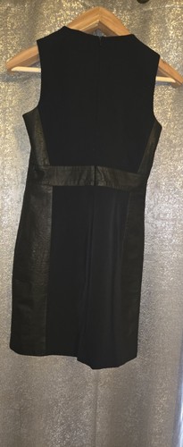 Theory Lambskin Leather Quiet Luxury Trimmed Sheath Taline C Dress Size 6 Small - Picture 8 of 12