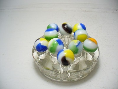 #1081  Marble King Vintage Marbles Tri Colored Rainbows 3 colors that vary