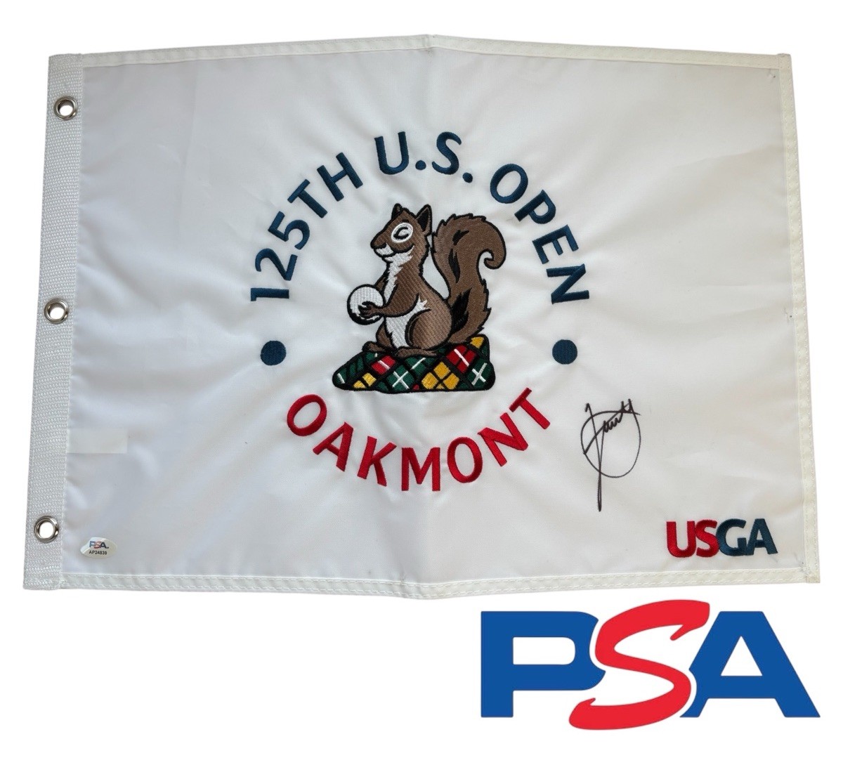 Xander Schauffele Autographed Signed 2025 125th US OPEN CHAMPIONSHIP Golf Flag OAKMONT PSA 