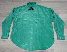 Express Women Boyfriend Portofino Button Down Shirt Top Size Large Green New NWT