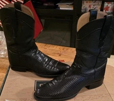 10 D - Tecovas The Nash  Lizard Roper Boots Midnight ... Vibram Soles upgrade