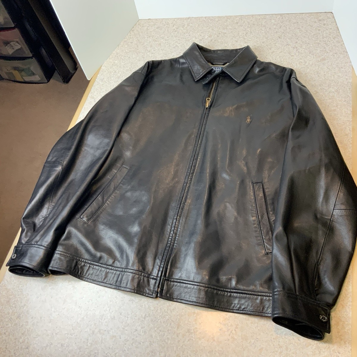 Vintage Polo Ralph Lauren Black Leather Men's M 90'S Jacket