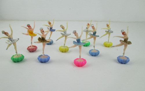Lot of 10 Vintage Plastic Ballerina Dancer Cake Toppers Candle Holders