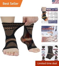 Copper Ankle Compression Sleeve - 360-Degree Support for Pain  Swelling Relief