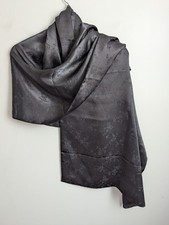 Vintage Black Satin Shawl Wrap Cape Opera Theater Elegant Evening Large Wide 90s