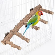 Bird Ladder Perch for Cage, Natural Wood Bird Parrot Perch Stand Parrot Perch...