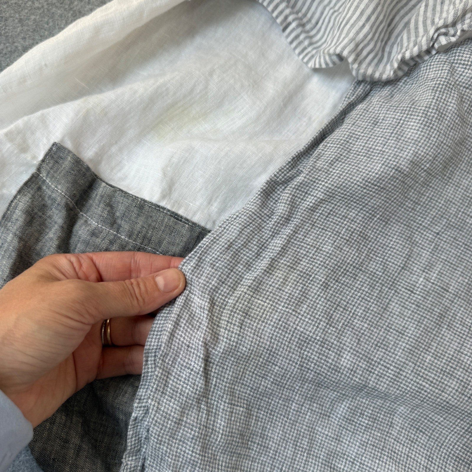 Christopher Calvin Linen Patchwork Top Asymmetric… - image 7