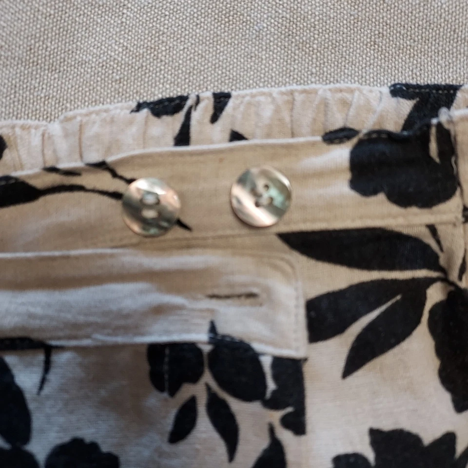 Vtg Jaclyn Smith Classic Floral Wrap Midi Maxi Skirt Black Tan Linen Rayon XL - Image 4 of 4