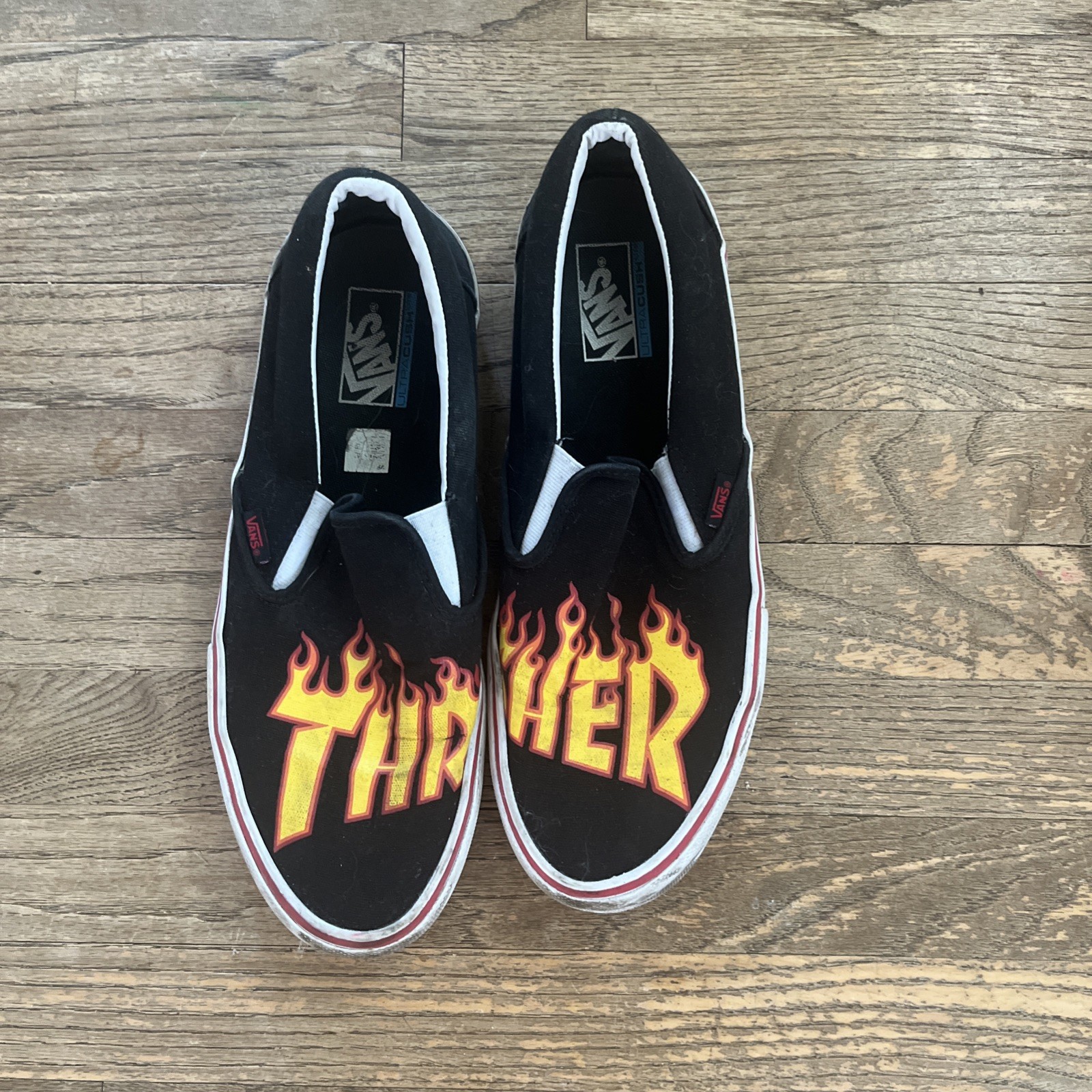 Vans x Thrasher Slip-On Pro sneakers featuring a black canvas Size 12 Men’s