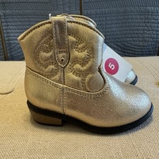 Cat Jack Cowboy Boots Toddler Girls Sz 5 Addie Gold Western Booties Zipper New