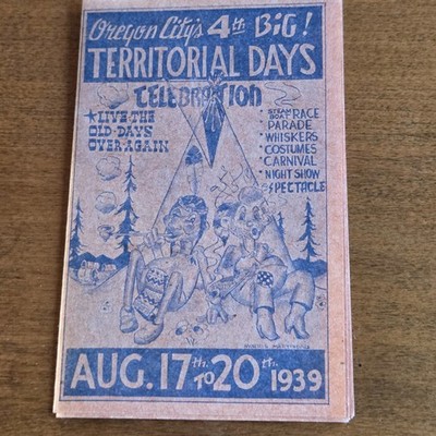 Vintage 1939 Oregon City Territorial Days Celebration Paper Pamphlet Fold-Out