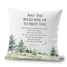 Pillow Cover 18x18 Inches, May The Road Rise up to Meet You Irish Blessing