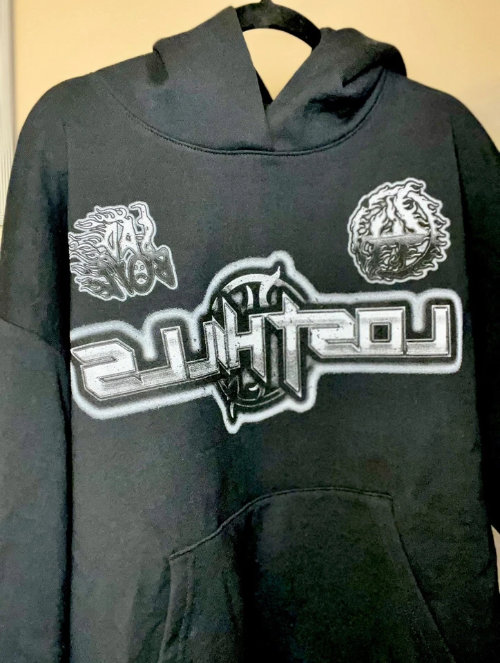 Sudadera con Capucha Lost Hills Talla 2X Sad Boyl Doble Cara Llamas Manga Hit Goth Rock   Foto 4 de 4