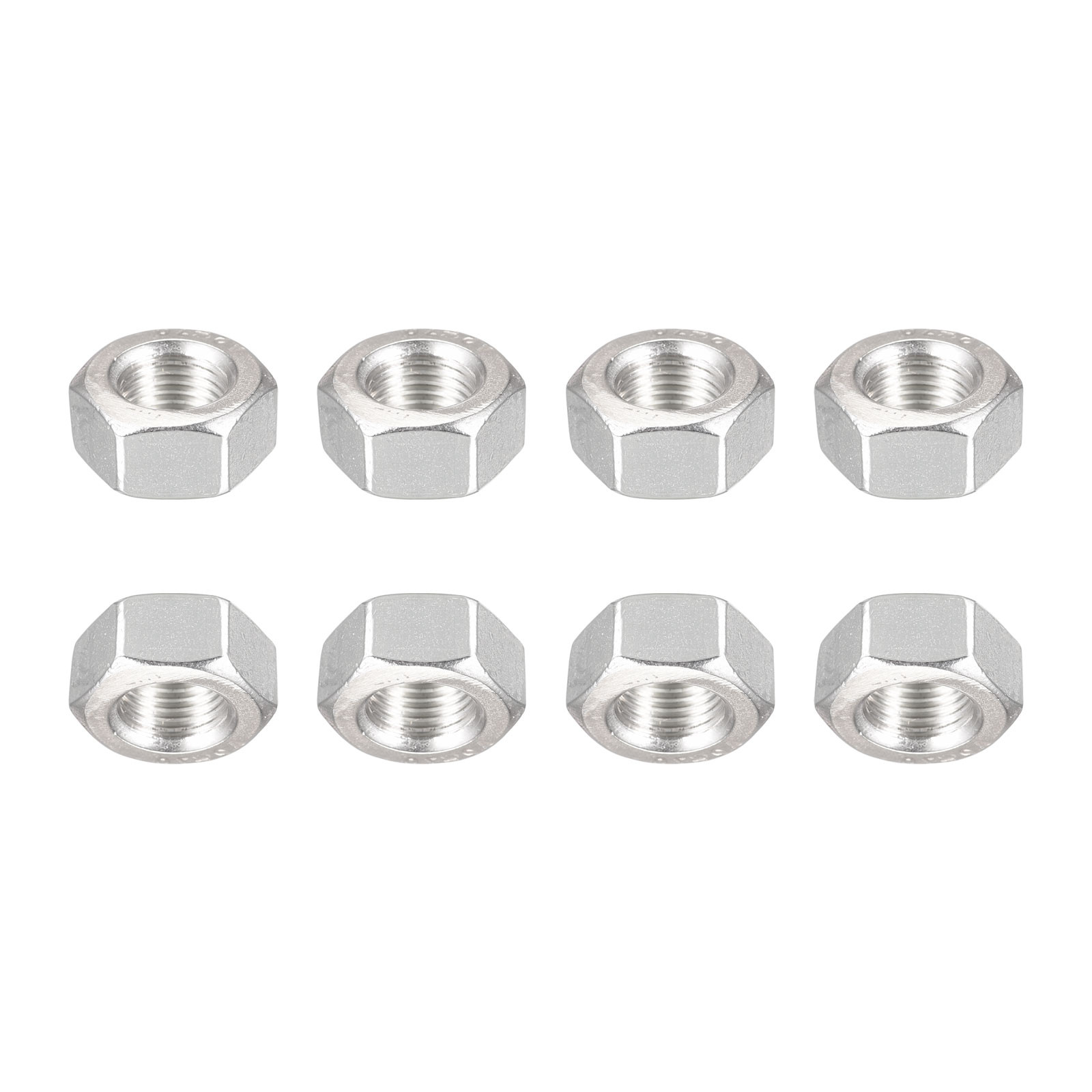 8Pack M10x1mm(DxL) Hex Nuts 304 Stainless Steel Hexagonal Nuts Silver Tone