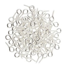 100x Silver Screw Eye Pin Findings For Clay Jewelry Resin Bead 10x4mm Hoop